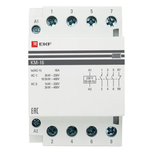 Фото контактор модульный км 16а 2nо+2nc (3 мод.) ekf proxima EKF