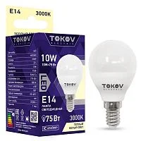Фото лампа светодиодная 10вт g45 3000к е14 176-264в tokov electric tke-g45-e14-10-3k