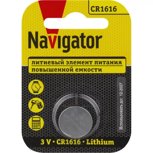 Фото элемент питания литиевый cr1616 93 826 nbt-cr1616-bp1 (блист.1шт) navigator 93826 NAVIGATOR