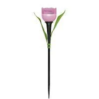 Фото светильник садовый usl-c-451/pt305 "розовый тюльпан" pink tulip ip44 солнечная батарея uniel ul-00004276