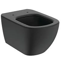 Фото унитаз подвесной горизонтальный выпуск без сиденья черный tesi aquablade ideal standard t0079v3