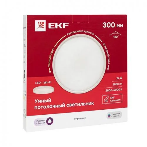 Фото светильник потолочный умный 300мм connect ekf sclwf-300-cct EKF