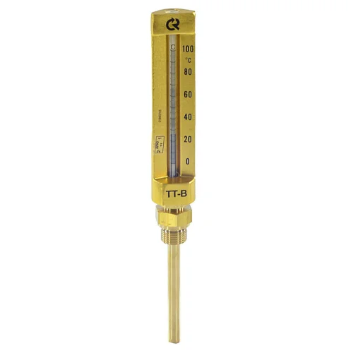 Фото термометр жидкостной виброустойчивый прямой 100с l=64мм g1/2" тт-в-150 150/64 росма 00000013459 Росма