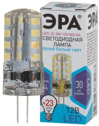 Фото лампа светодиодная led-jc-3w-12v-840-g4 240лм эра б0033194 Эра