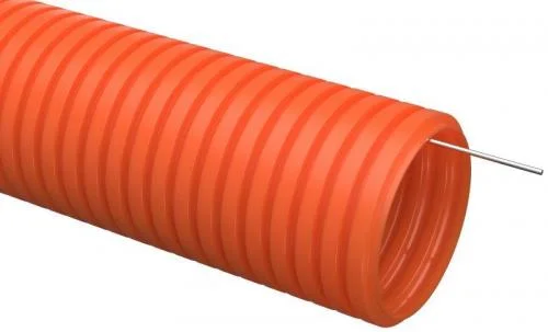 Фото труба гофрированная тяжелая пнд d16мм с протяжкой оранж. (уп.100м) iek ctg21-16-k09-100 IEK