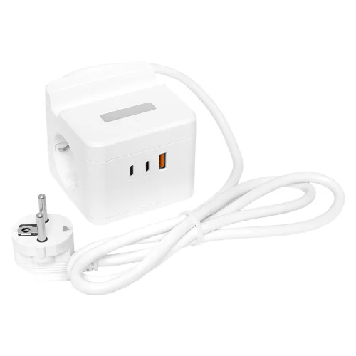 Фото удлинитель "куб" 2 гнезда usb + 2type c с быстрой зарядкой, подставкой под телефон и ночником 1,3 метра 1мм2 EKF фото 2