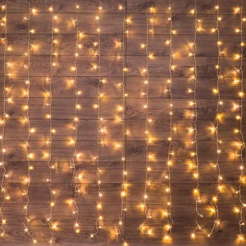 Фото гирлянда "светодиодный дождь" с контроллером 1.5х1.5м 144led тепло-бел. прозр. провод 12вт 220в ip20 neon-night 235-036 Neon-Night