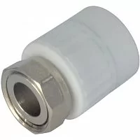 Фото муфта pp-r комбинированная белая с накидной гайкой дн 20х1/2" valfex 10139020