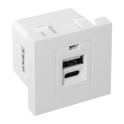 Фото розетка usb a+c, 2.1а, 2 гнезда, без индикатора, белая ekf EKF фото 7