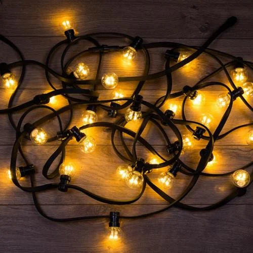 Фото гирлянда "led galaxy bulb string" 10м 6х30led тепл. бел. ip65 влагостойкая провод черн. каучук neon-night 331-326 Neon-Night