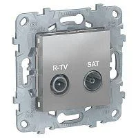 Фото механизм розетки r-tv/sat unica new проходная алюм. sche nu545630