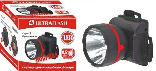 Фото фонарь налобный 909led1 (1led 1 режим; 3хr6 черн.) ultraflash 11780 Ultraflash