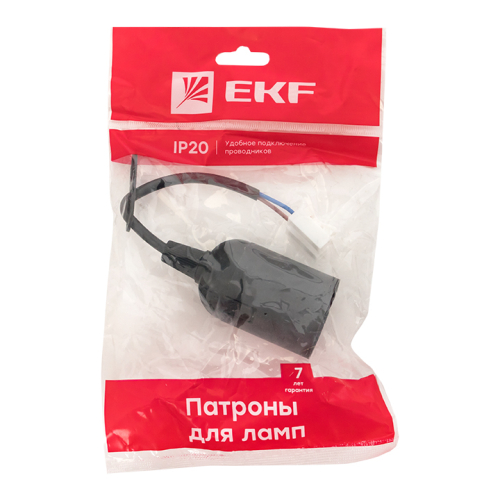 Фото патрон е27 подвесной с клеммной колодкой пласт чер. индивидуальный пакет ekf EKF фото 4