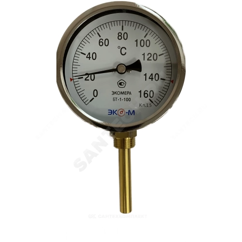 Фото термометр биметаллический радиальный дк100 160с l=40мм бт-1-100 экомера бт-1-100-160с-l40-ри ЭКОМЕРА