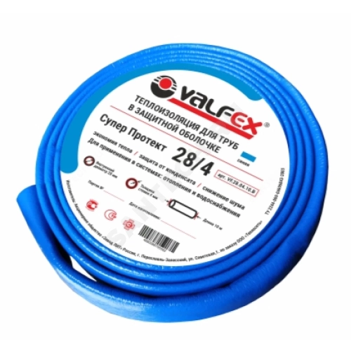 Фото трубка вспененный полиэтилен 22/4 бухта l=10м тмакс=95°c в защитной оболочке синий valfex vf.22.04.10.b VALFEX