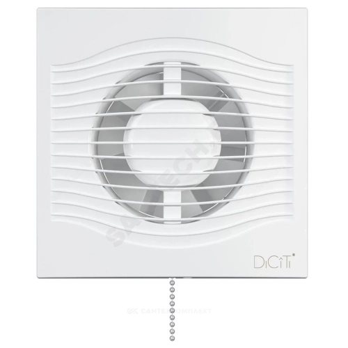 Фото вентилятор накладной пластик d125 с обратным клапаном, тяговым выключателем белый diciti slim 5c-02 DICITI