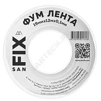 Фото лента фум ptfe 19ммх0,1ммх12м катушка цвет: белый среда: вода sanfix 41216