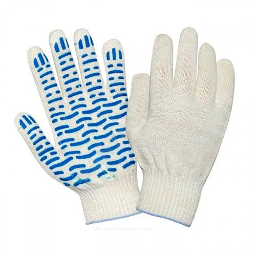 Фото перчатки (пара) хб пвх покрытие точка 5-ти нитьевые белые стандарт 10класс 