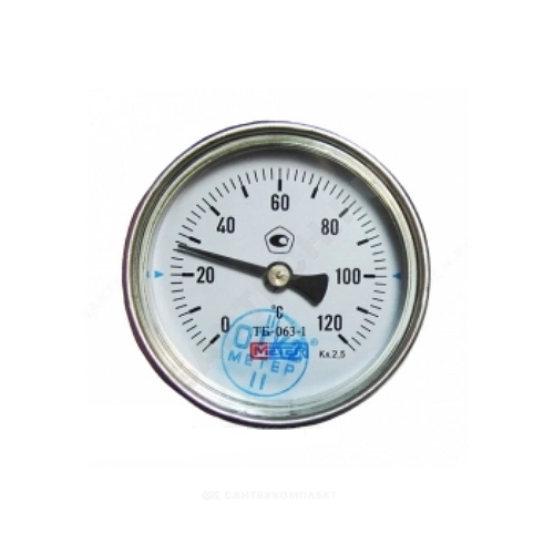 Фото термометр биметаллический осевой дк63 200с l=60мм g1/2" тб-063-1 метер Метер