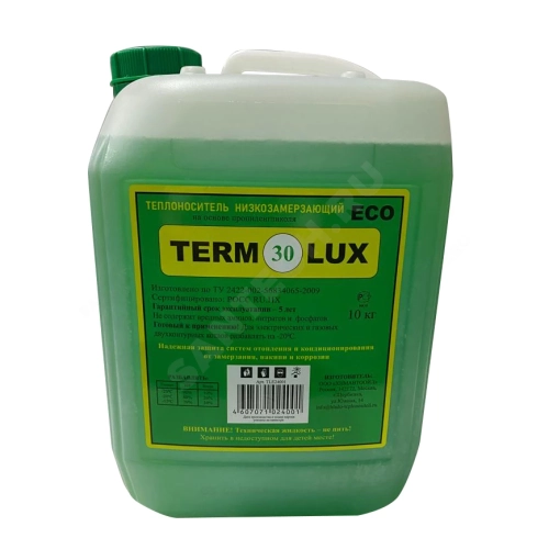 Фото теплоноситель termolux eco-30 10 кг пропиленгликоль 45% ткр=-30 ос канистра termolux tle24001 TERMOLUX