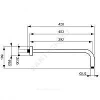 Фото держатель для верхнего душа 400мм idealrain ideal standard b9445gn