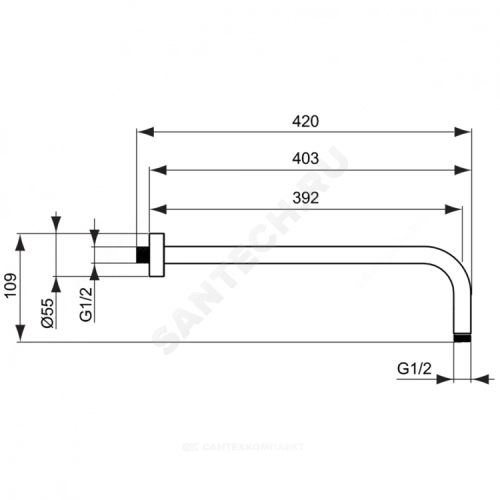 Фото держатель для верхнего душа 400мм idealrain ideal standard b9445gn Ideal Standard