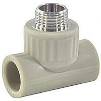 Фото тройник pp-r комбинированный серый дн 32х3/4" нр valfex 10128132г