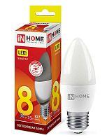 Лампа светодиодная LED-СВЕЧА-VC 8Вт 230В E27 3000К 720лм IN HOME 4690612020440