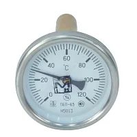 Фото термометр биметаллический осевой дк63 120с l=100мм g1/2" тбп-т завод теплотехнических приборов