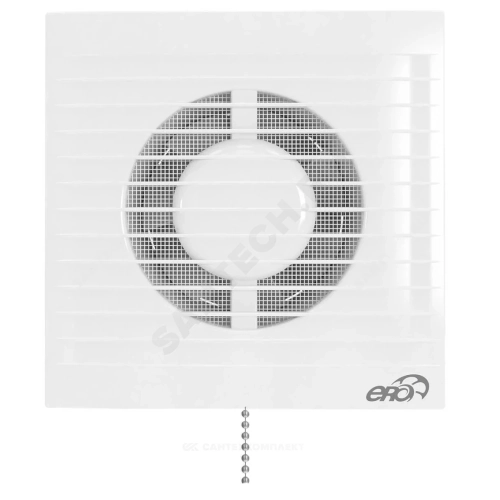 Фото вентилятор накладной пластик d100 с защитной сеткой, тяговым выключателем белый эра e 100 s-02 Эра