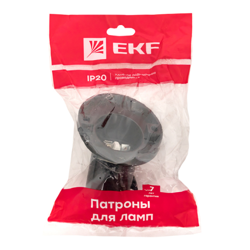 Фото патрон карболитовый наст. е27 черн. наклонный индивидуальный пакет ekf EKF фото 5