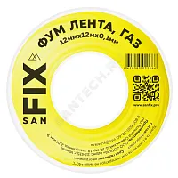 Фото лента фум ptfe 12ммх0,1ммх12м катушка цвет: желтый среда: газ sanfix 41220