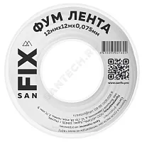 Фото лента фум ptfe 12ммх0,075ммх12м катушка цвет: белый среда: вода sanfix 41214