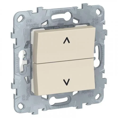 Фото механизм выключателя 2-кл. unica new для жалюзи кнопочный 2х(сх.4) беж. sche nu520744 Schneider Electric
