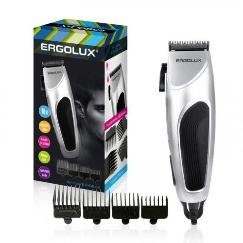 Фото машинка для стрижки волос elx-hc03-c42 10вт 220-240в серебр. ergolux 13960 Ergolux