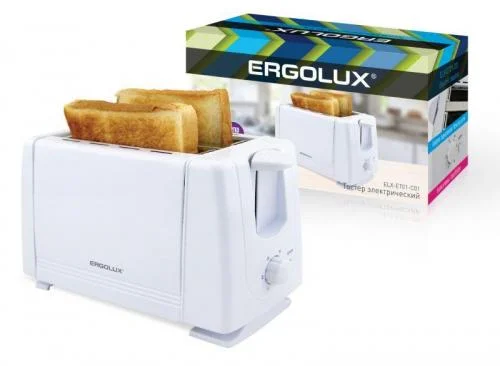 Фото тостер электрич. elx-et01-c01 700вт 220-240в бел. ergolux 13969 Ergolux